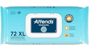 ATTENDS 72 XL PRE-MOISTENED SCENTED ADULT WASHCLOTHS - Picture 1 of 3