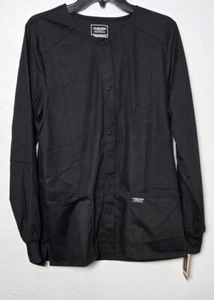 Black Button Snap Cherokee Workwear Long Sleeve Women's Scrubs Size Medium - Picture 1 of 7