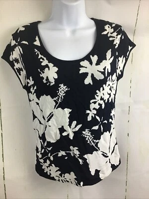 Suéter Jones New York Mujer Azul Marino y Blanco Floral Manga Corta Talla M Foto 1 de 4