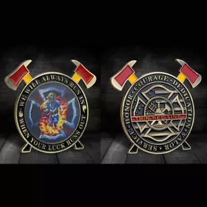 Fire Axe Shape Coin Firefighter Collection Challenge Coin Commemorative Gift - Picture 1 of 6