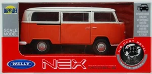 WELLY 1972 VW VOLKSWAGEN BUS T2 TRANSPORTER WHITE-ORANGE 1:34 DIE CAST MODEL - Picture 1 of 4