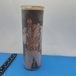Vintage Elvis Presley Candle 9" Pillar Sugar Frosted Glass Devotional Unused - Picture 1 of 8