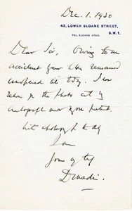 ANDREW MURRAY, 1. VISCOUNT DUNEDIN 1930 Autogramm Brief des SCHOTTISCHEN Richters - Bild 1 von 1