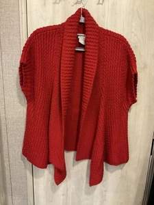 Kim Kim Rogers Womens Red Short Sleeve Open Front Sweater Size M - Picture 1 of 7