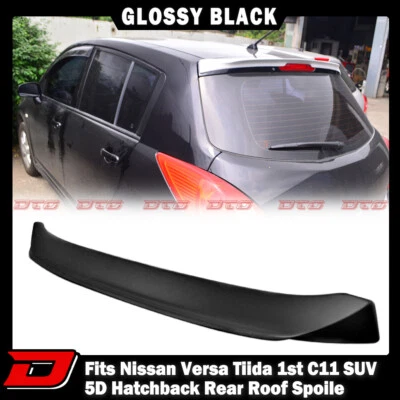 07-12 Fit For Nissan Tiida 1st Versa C11 Rear Roof Spoiler Wing FRP Paint Black - Image 1 of 4