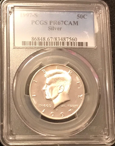 1997-S Silver Kennedy Half Dollar Proof Graded PCGS PF67CAM Cover