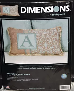 Rare Dimensions Needlepoint Pillow Kit Textured Monogram Pastel Wool Yarn - Picture 1 of 4
