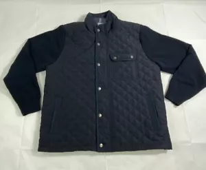 NWT Haggar Men's Blue Quilted Sweater Sleeves Full Zip Lined Jacket Size Large! - Picture 1 of 9