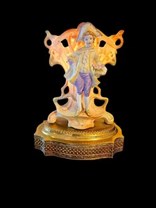 Vintage Bisque Porcelain & Brass Lamp, Bedside Lighting, Night Lamp, Brass Decor - Picture 1 of 10
