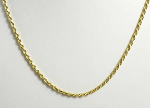 Cadena de collar para mujer 6,70 gm oro amarillo 14k corte diamante macizo cuerda 18" 2 mm  - Imagen 1 de 5