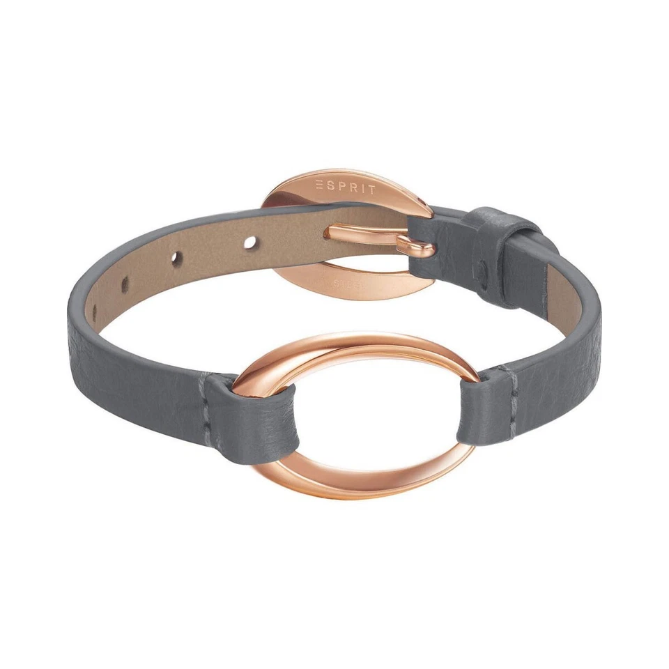 Esprit Damen Armband Leder Edelstahl Rosé Ovality Grey ESBR11423N200 - Bild 1 von 1