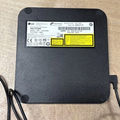 LG Slim Portable DVD Writer Model SP80NB80 SVC Code NB80 Black Tested Works - Image 1 of 4