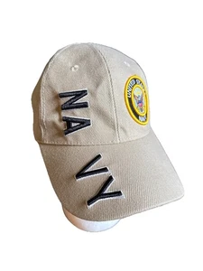Gorra de béisbol ajustable unisex con gancho y bucle beige caqui logotipo de la Marina de los Estados Unidos sombrero de camionero - Imagen 1 de 8