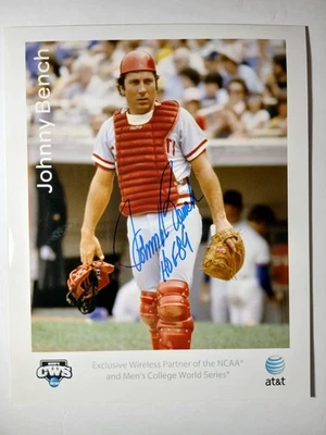 Foto de béisbol firmada autografiada por Johnny Bench de los Rojos de Cincinnati MLB 1989 + CERTIFICADO DE AUTENTICIDAD Foto 1 de 4