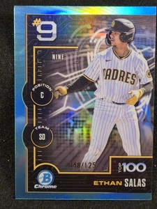 2025 Ethan Salas Bowman Chrome Aqua Refractor Scout’s Top 100 48/125 Rookie RC - Picture 1 of 2