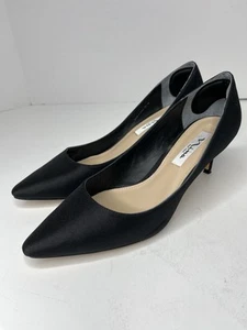 Nina 60 Black Satin Mid-heel Classic Pumps 9.5 Wide - Picture 1 of 5