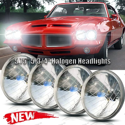 4x 5.75" inch Headlights HI/LO Beam White FIT Pontiac GTO Firebird 1964-1972 - Imagem 1 de 4
