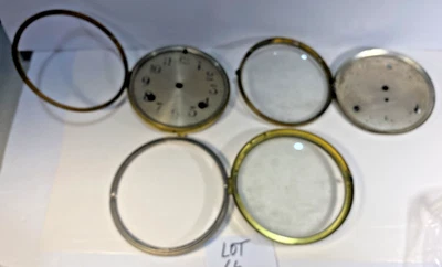 Antique Lot of 3 Metal Clock Face Bezels Brass 2 Dials w/glass Steampunk - Image 1 of 4