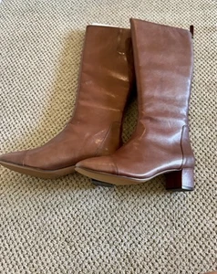 Nine West Boots Womens 10.5 M Tall Knee Brown Leather - Picture 1 of 9