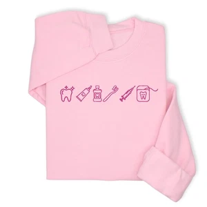 Custom Dental Embroidered Hoodie & Sweatshirt, Dentist Hygienist Gift - Picture 1 of 48