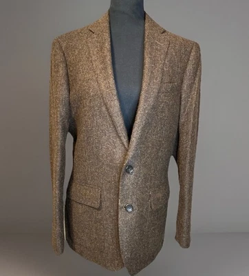 J.Crew Blazer Mens 38R Herringbone Moon Tweed British Wool Sport Coat Brown - Image 1 of 4