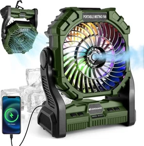Portable Misting Fan with Light 250mL Water Tank Rechargeable Mister Cooling - Picture 1 of 7