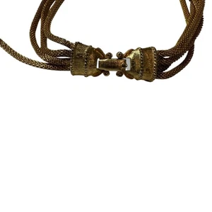 Goldfarbene Multi Strang Mesh Halskette Statement Verschluss - Bild 1 von 4