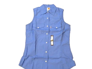 Carhartt Western Shirt Womens S (4-6) Blue Pearl Snap Sleeveless NWT - Picture 1 of 3