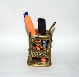 Brass Bastar Art Flower Pot Tribal Pen Stand Desktop Item Storage Boxes EK711 - Picture 1 of 8