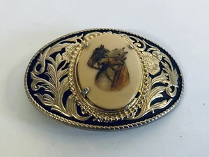 Vintage Western Belt Buckle Triple Horse Head - Picture 1 of 5