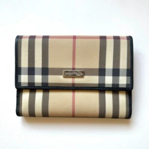 Cartera plegable de cuero auténtico Burberry a cuadros Nova - Imagen 1 de 9