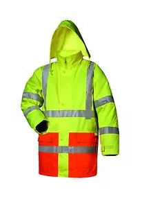 Warnschutz Parka mit Futter Regen Jacke gelb orange Reflexstreifen Gr. S-XXXL - Bild 1 von 1