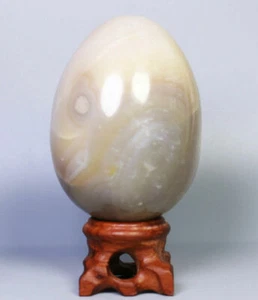 243g Natural Polished Agate Quartz Crystal Stone Sphere Egg Healing+Stand - Picture 1 of 11