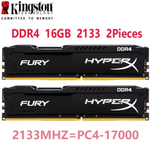 HyperX FURY DDR4 32GB (16GBX2) 2133MHz PC4-17000 Desktop RAM Memory DIMM 288pin - Picture 1 of 9