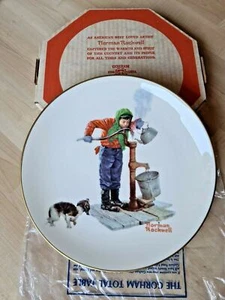 Norman Rockwell 1977 Collectible Plate “Chilling Chore” Gold Plated Original Box - Picture 1 of 6
