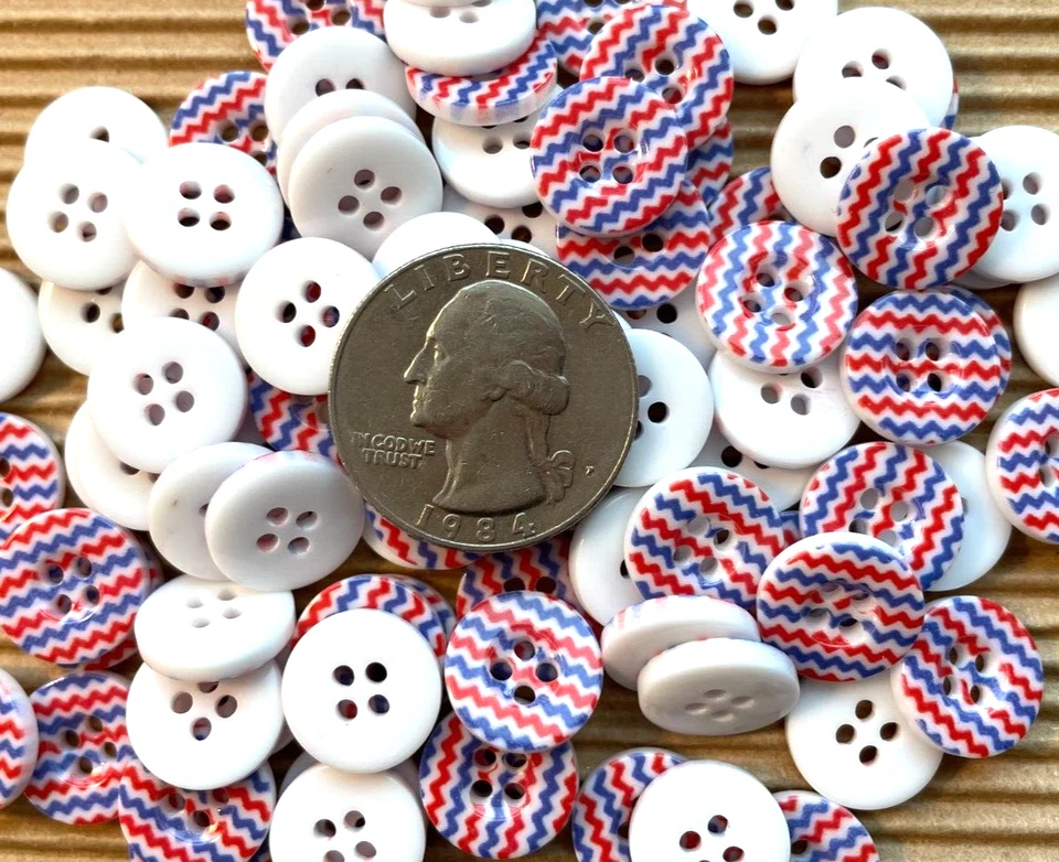 60 PIEZAS x 1/2" Bandera EE. UU./Reino Unido Rayas Botones de Plástico/Patriótico/Americano/Niños SB524 Foto 1 de 1