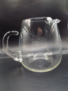 Vintage Clear Glass Water Pitcher with Etched Starbursts - Picture 1 of 7