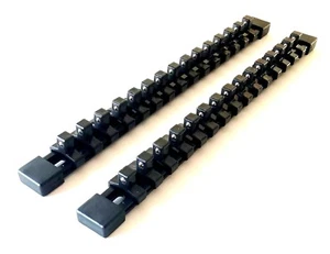 2 GOLIATH INDUSTRIAL 3/8 ABS MOUNTABLE SOCKET RAIL HOLDER ORGANIZER BLACK SH38BL - Picture 1 of 1