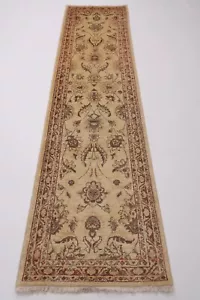 10 ft Hallway Tribal Beige Runner Rug Afghan Hand Knotted veg Dye Wool Rug - Picture 1 of 9