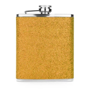Gold Glitter Bling Stainless Steel Hip Drinking Liquor Flask 7oz - Picture 1 of 1