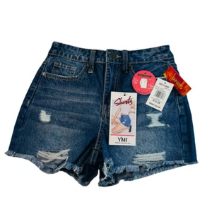 YMI Junior Hybrid Denim Dream Collect High Rise Shorts Size 1/25 Frayed Jeans - Picture 1 of 9