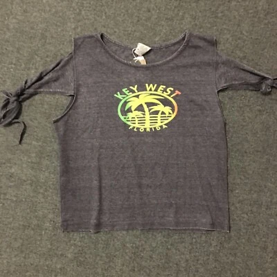 Key West Womens Shirt Large Gray Florida Cold Shoulder Vintage Tee Exist NWT - Изображение 1 из 4