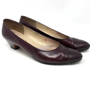 Salvatore Ferragamo Chestnut Brown Leather Shoes 2" Heel Made Italy Sz 9.5 aaa - Picture 1 of 12