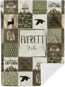 Customized Hunting Baby Blankets with Double Layer Dotted Backing for Boys Ver 2 - Picture 1 of 3
