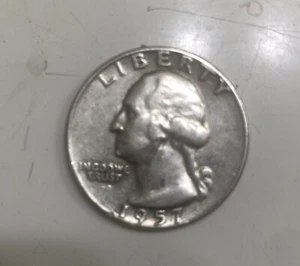 1957-D Washington Silver Quarter Misplaced Mint Mark Error Silber - Bild 1 von 2