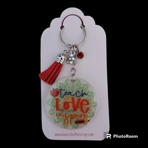 Acrylic & Resin Teach Love Inspire Key Chain With Charms Tassel - Picture 1 of 1