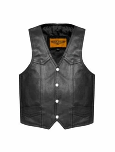 Kids Regular Plain Vest Genuine Leather - Picture 1 of 5