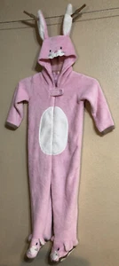 Primark 3-4 Yrs Pink Bunny Rabbit Soft 1-Piece Pajamas Union Suit Footed Hooded - Picture 1 of 12