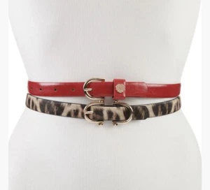 2 for 1 Vince Camuto Women's  Belt Red / Leopard Gold Buckle - NWT - MEDIUM - Picture 1 of 9