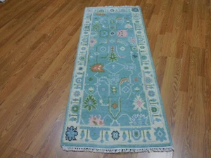 Colorful Turkish Oushak hand knotted wool Transitional Design 2.5x6.2 Rug Runner - Picture 1 of 16
